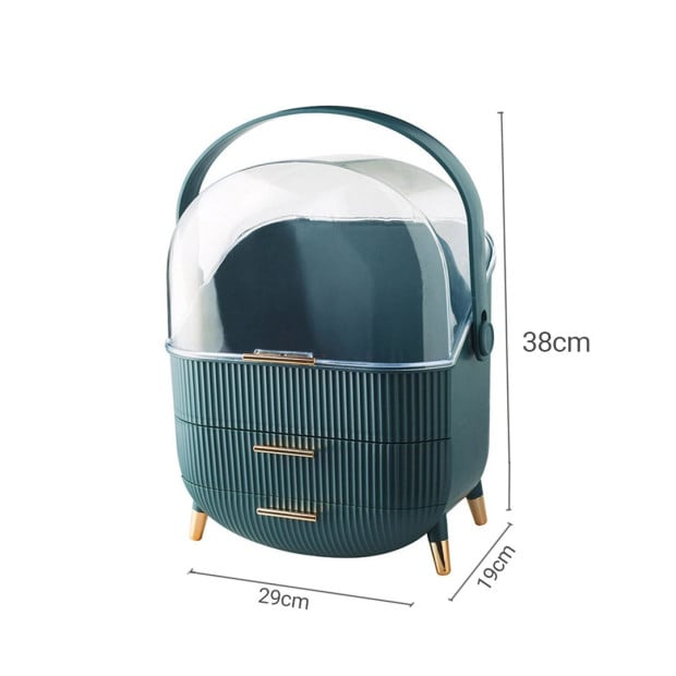 29cm Countertop Makeup Cosmetic Storage Organiser Box Green Image 6