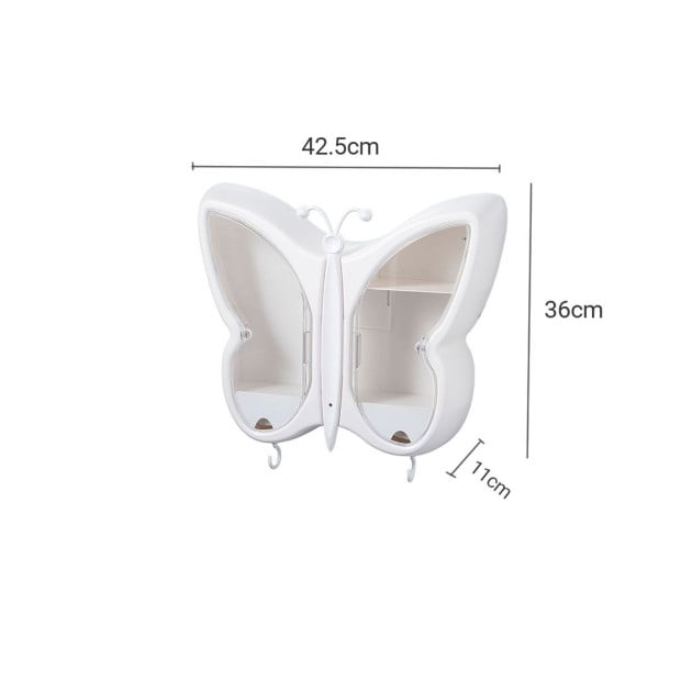White Butterfly Shape Wall-Mounted Makeup Organiser Storage Box Image 6