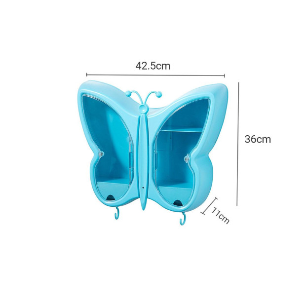 Blue Butterfly Shape Wall-Mounted Makeup Organiser Storage Box Image 6