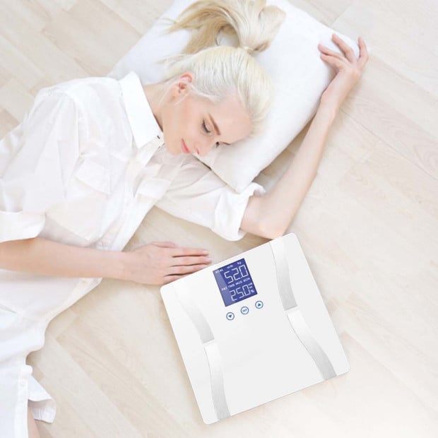 Digital Body Fat Scale Bathroom Weight Gym Glass LCD Electronic Blue Image 6