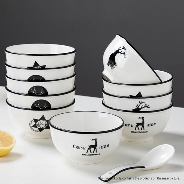 White Antler Printed Ceramic Dinnerware Set Crockery Set of 13 Image 6