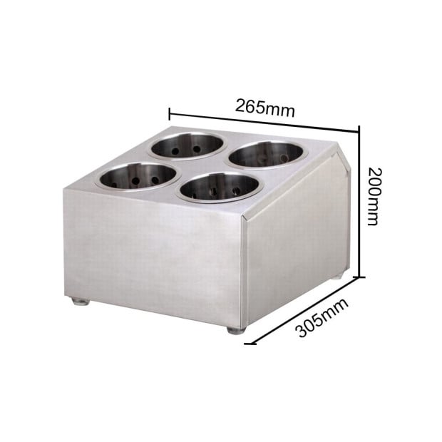 18/10 Stainless Steel Conical Utensils Square Cutlery Holder 4 Holes Image 6