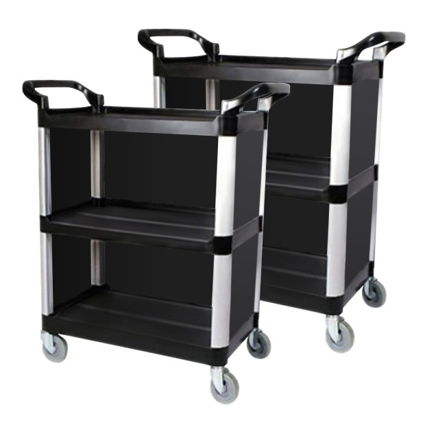 3 Tier Covered Food Trolley Food Waste Cart Storage Kitchen Black Image 6