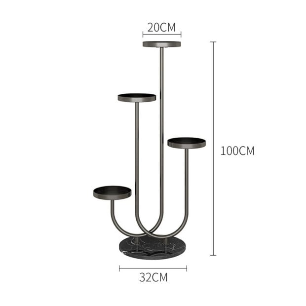 U Shaped Plant Stand Round Flower Pot Tray Black Metal Shelf Image 6