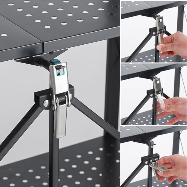 4 Tier Steel Black Foldable Kitchen Cart Multi-Functional Shelves Image 6