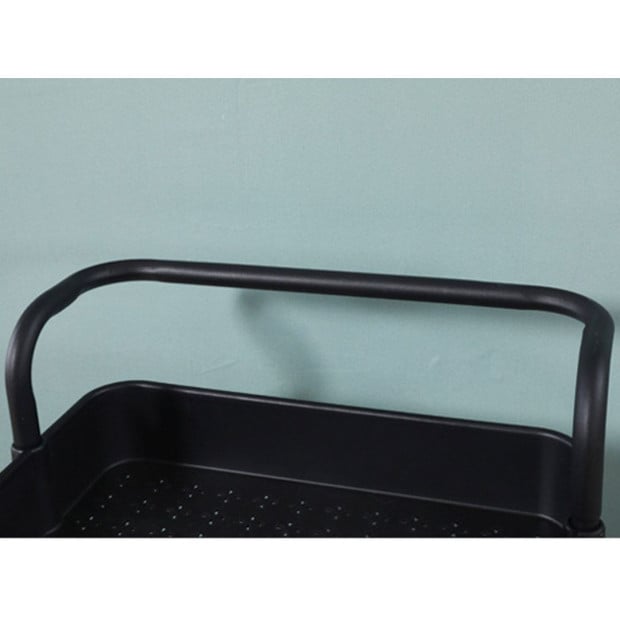 3 Tier Steel Black Movable Kitchen Cart Portable Shelves Rack Image 6