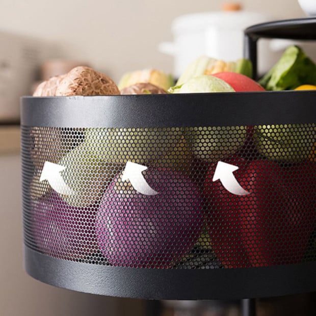 3 Tier Steel Round Rotating Kitchen Cart Multi-Functional Shelves Image 6