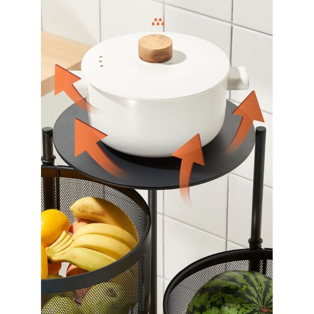 4 Tier Steel Round Rotating Kitchen Cart Shelves with Wheels Image 6