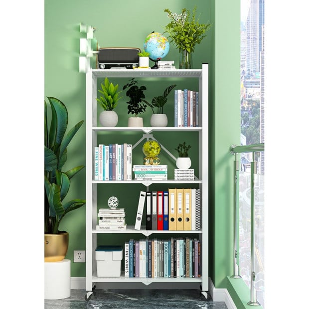 5 Tier Steel White Foldable Multi-Functional Shelves Portable Image 6