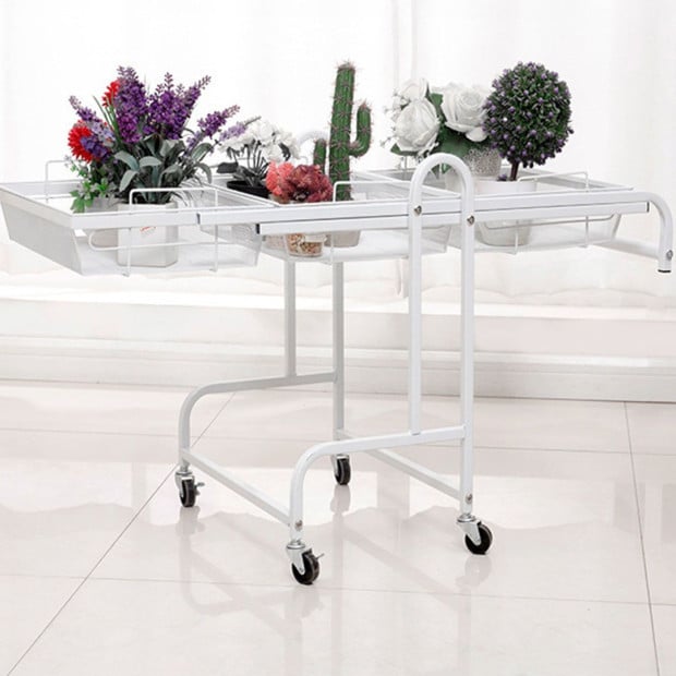 3 Tier Steel White Adjustable Kitchen Cart Multi-Functional Shelves Image 6