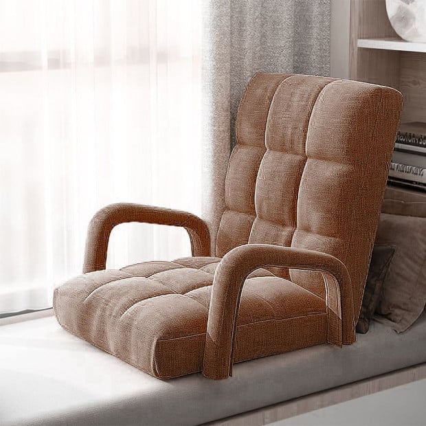 Foldable Lounge Cushion Adjustable Floor Recliner Chair Armrest Coffee Image 6
