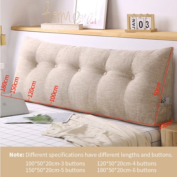 120cm Beige Triangular Wedge Bed Pillow Backrest Tatami Cushion Image 6