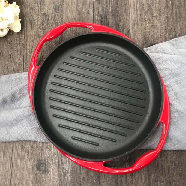 Enamel Porcelain 26cm Cast Iron Frying Pan Skillet Non-stick Coating Image 6