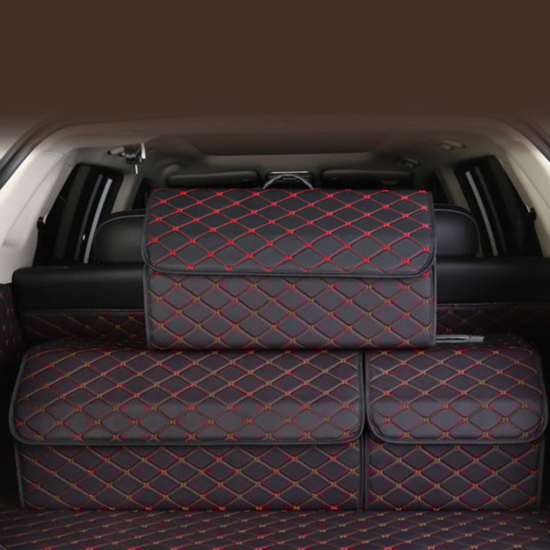 Car Boot Foldable Trunk Cargo Organizer Storage Box Black/Red Small Image 6