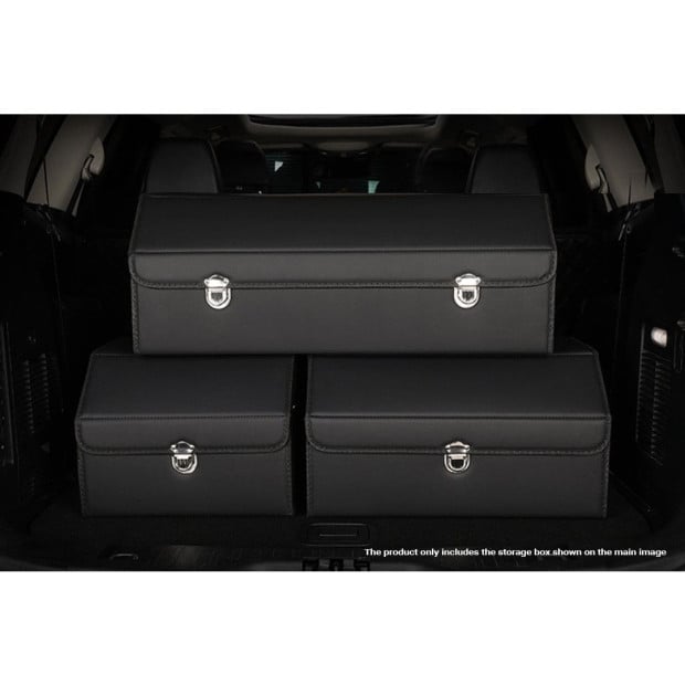 Car Boot Trunk Cargo Organizer Storage Box With Lock Black Medium Image 6