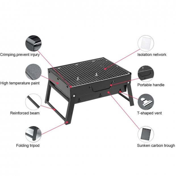 SOGA 43cm Portable Thick Box-type Charcoal Grill Outdoor BBQ Camping Image 6