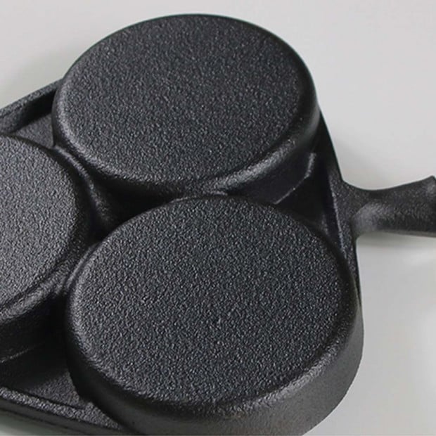 SOGA 3 Mold Cast Iron Breakfast Fried Egg Pancake Non-stick Fry Pan Image 6