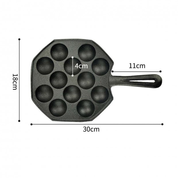 SOGA 18CM Cast Iron Non Stick Takoyaki Fry Pan Octopus Balls Maker Image 6
