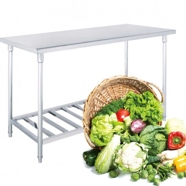 SOGA 100*70*85cm Commercial Catering Kitchen Stainless Steel Bench with Bottom Rack Image 6