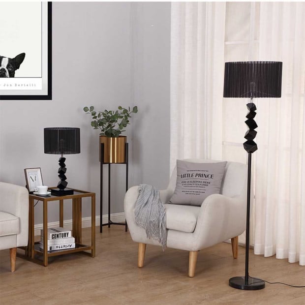 SOGA Floor Lamp Metal Base Standing Light with Dark Shade Tall Lamp Image 7