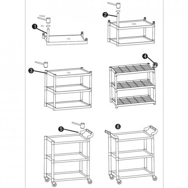SOGA 2x 3 Tier Food Trolley Food Waste Cart Food Utility Mechanic Image 7