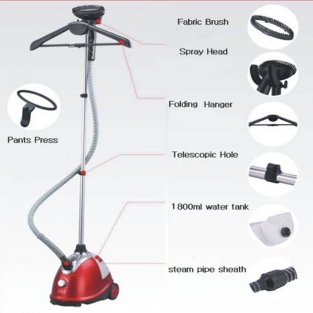 SOGA Professional Commercial Garment Portable Cleaner Steam Iron Red Image 7