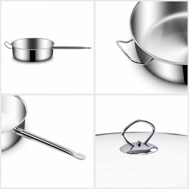 SOGA Stainless Steel 30cm Saucepan With Lid Induction Cookware Image 7