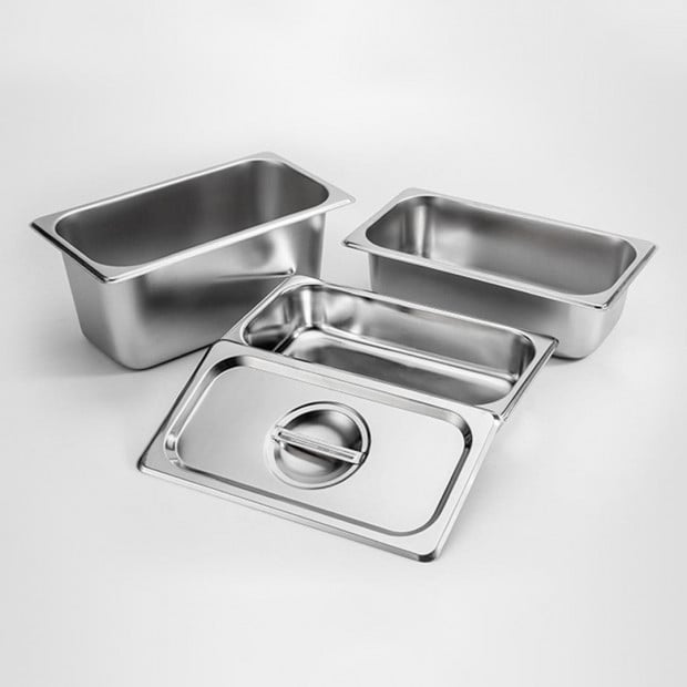 2X Gastronorm GN Pan Full Size 1/3 GN Pan 10cm Stainless Steel Tray Image 6