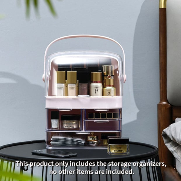 3 Tier Countertop Makeup Cosmetic Storage Organiser Holder Pink Image 7