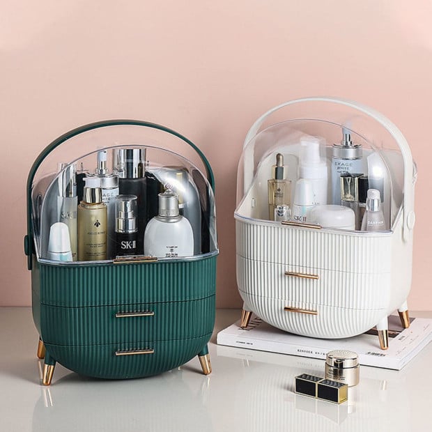 29cm Countertop Makeup Cosmetic Storage Organiser Box Green Image 7