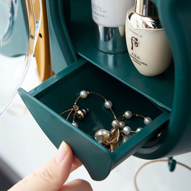 Green Butterfly Wall-Mounted Makeup Organiser Dustproof Storage Box Image 7