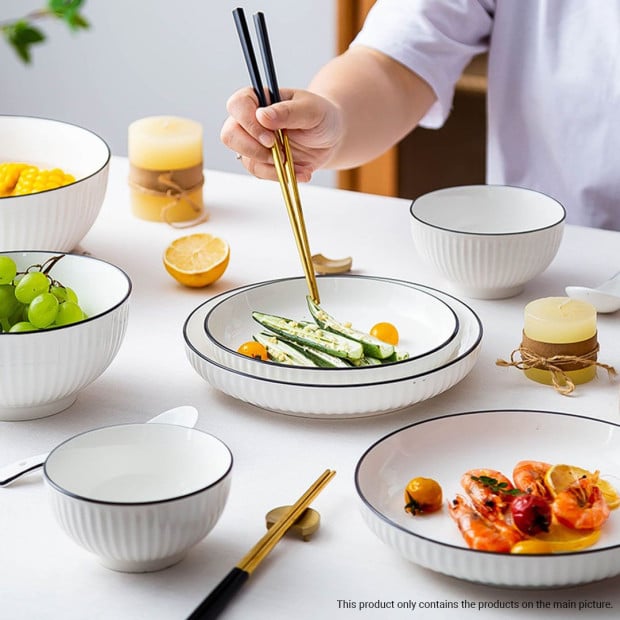 White Ceramic Dinnerware Crockery Soup Bowl Plate Server Set of 4 Image 7