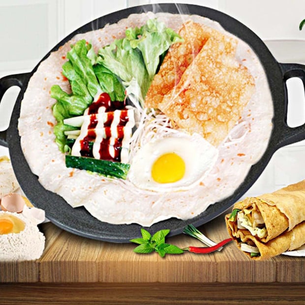 Cast Iron Induction Crepes Pan Baking Cookie Pancake Pizza Bakeware Image 7