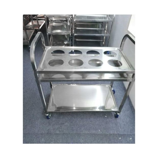2 Tier Stainless Steel Seasoning Car Trolley Kitchen Cart Image 7