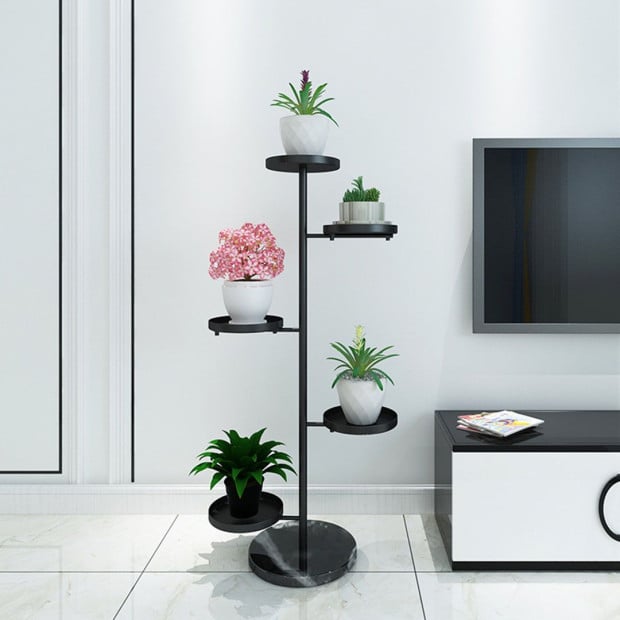 3 Tier Black Round Plant Stand Flowerpot Tray Display Metal Image 7