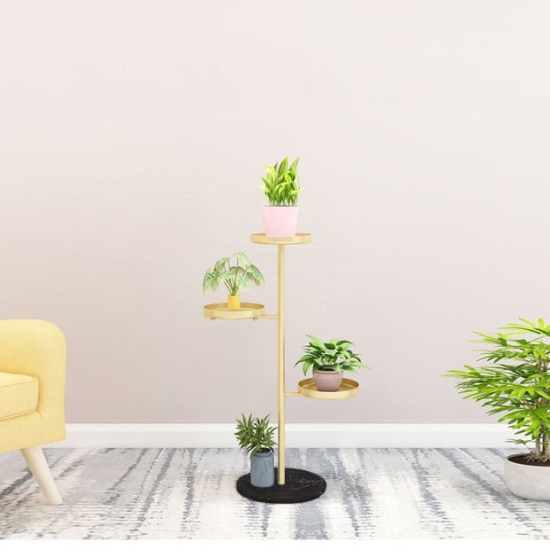 3 Tier Gold Round Plant Stand Flowerpot Tray Display Living Room Image 6