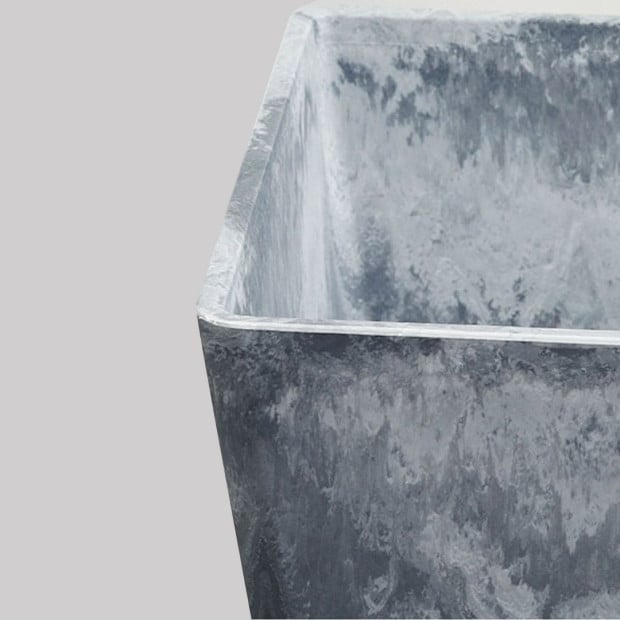 27cm Weathered Grey Square Resin Plant Flower Pot Cachepot Planter Image 7