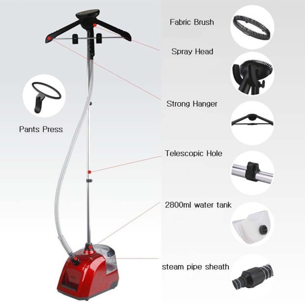 80min Garment Steamer Portable Cleaner Steam Iron Red Image 7