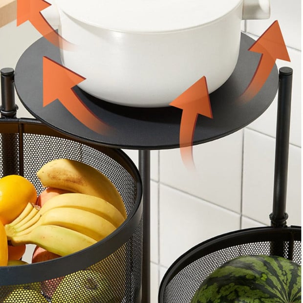3 Tier Steel Round Rotating Kitchen Cart Multi-Functional Shelves Image 7