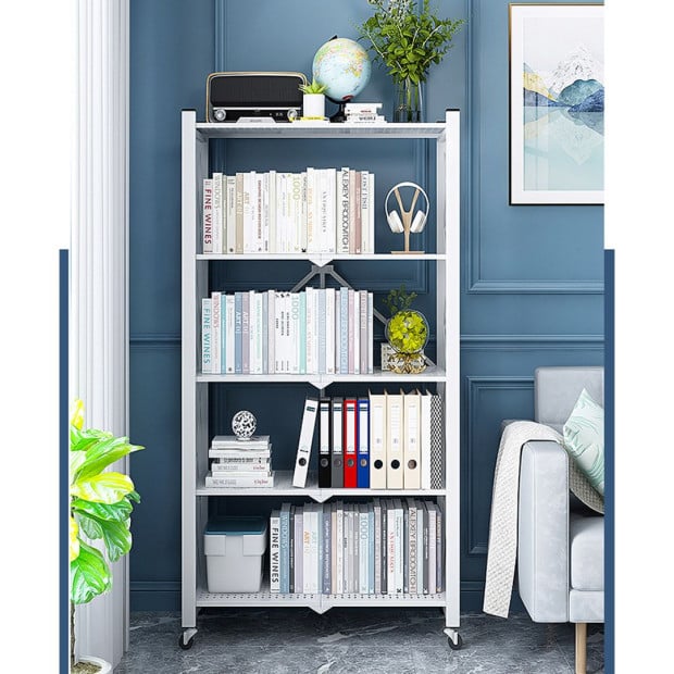 5 Tier Steel White Foldable Multi-Functional Shelves Portable Image 7