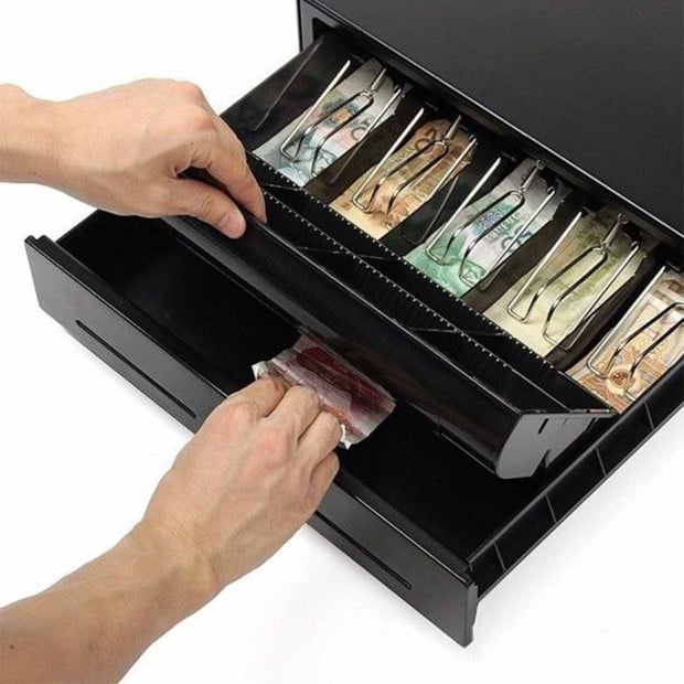 SOGA Black Heavy Duty Cash Drawer Electronic 4 Bills 8 Coins Pos 410 Image 7