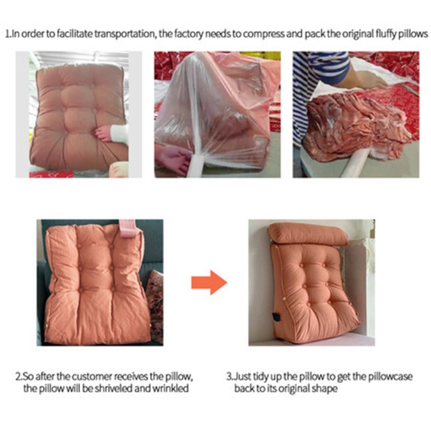 45cm Peach Triangular Wedge Lumbar Pillow Headboard Backrest Cushion Image 7