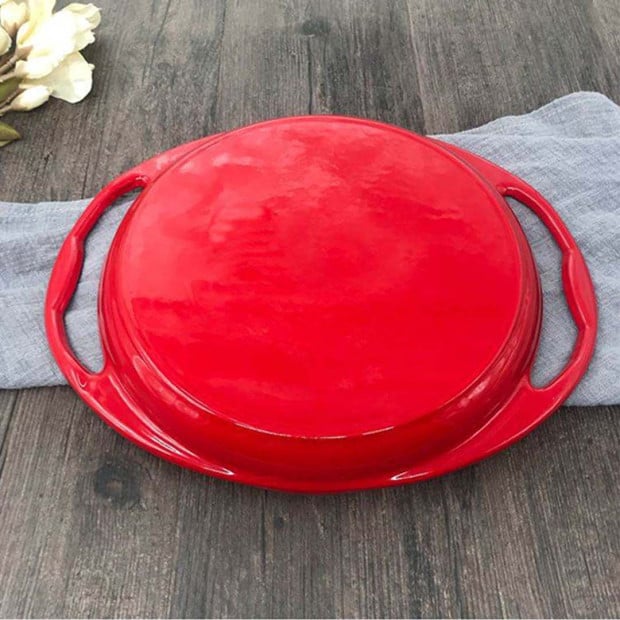 Enamel Porcelain 26cm Cast Iron Frying Pan Skillet Non-stick Coating Image 7