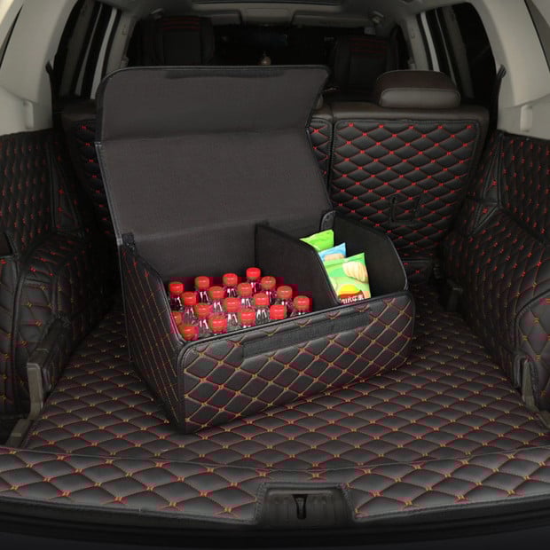 Car Boot Foldable Trunk Cargo Organizer Storage Box Black/Red Small Image 7
