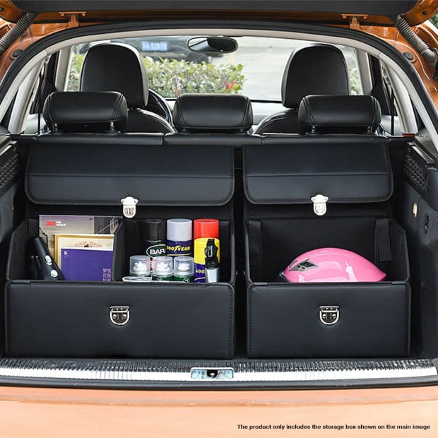 Car Boot Trunk Cargo Organizer Storage Box With Lock Black Medium Image 7