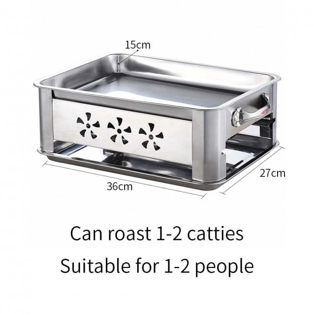 36CM Portable Stainless Steel Chafing Dish BBQ Stove Grill Plate Image 7