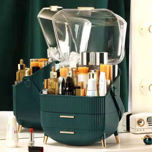 29cm Countertop Makeup Cosmetic Storage Organiser Box Green Image 8