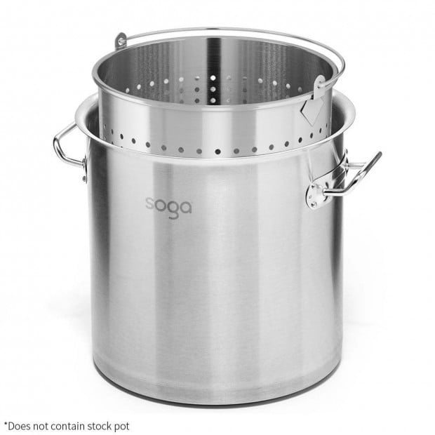 50L 18/10 Stainless Steel Perforated Stockpot Basket Pasta Strainer Image 8