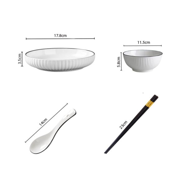 White Ceramic Dinnerware Crockery Soup Bowl Plate Server Set of 4 Image 8