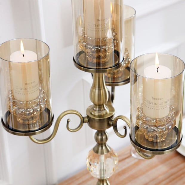 58cm 4-Slots Glass Candlestick Candle Holder Stand Pillar Image 8